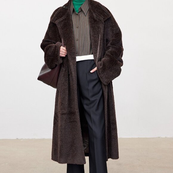 CHICJOC Vintage-Style Convertible Collar Alpaca Wool Coat – Size 36 – Rare Suri - Picture 7 of 16